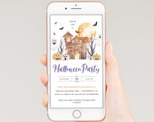 Electronic Halloween Invitation, Digital Halloween Party Invitation, Haunted House Party Invitation, Halloween Instant Download, Templett
