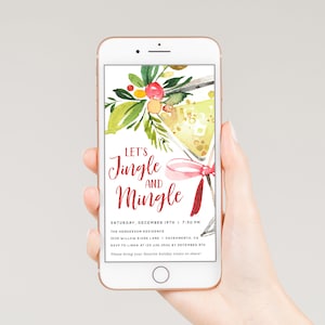 Digital Christmas Invitation, Electronic Jingle and Mingle Christmas Party Invitation, Holiday Cocktail Party Invitation, Templett