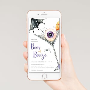 Electronic Boos and Booze Halloween Invitation, Adult Halloween Party Invitation, Digital Halloween Invitation, Instant Download, Templett