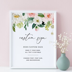 Blush Pink Wedding Custom Sign Template, 8x10 Custom Wedding Sign, Personalized Wedding Sign, Printable Wedding Sign Bundle, Templett, #013