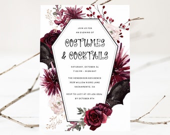 Adult Halloween Costumes and Cocktails Invitation, Printable Halloween Party Invitation, Halloween Invitation Instant Download, Templett