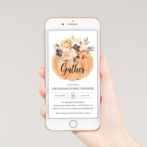 Digital Friendsgiving Invitation, Friendsgiving Evite, Electronic Thanksgiving Invitation, Friendsgiving Invitation Download, Templett, #TG3