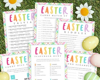 Easter Games Bundle, Printable Easter Games for Kids, Editable Classroom Easter Games, Family Friendly Easter Party Games, Templett, #EAS