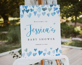 Valentines Boy Baby Shower Welcome Sign Template, Printable Valentines Heartbreaker Baby Shower Sign, Editable Shower Sign, Templett, #14B