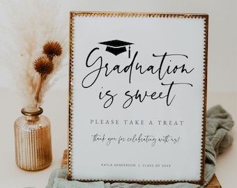 Graduation Dessert Table Sign, Printable Graduation Treat Table Sign, Editable Graduation Candy Bar Sign, Graduation Sign, Templett, #GRD