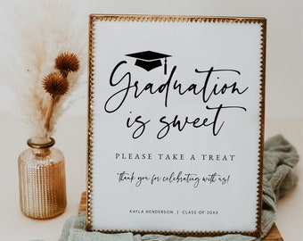 Graduation Dessert Table Sign, Printable Graduation Treat Table Sign, Editable Graduation Candy Bar Sign, Graduation Sign, Templett, #GRD