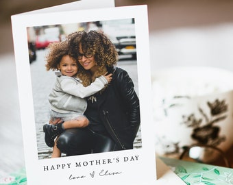 Mother's Day Card with Photo, Mother's Day Photo Card Template, Mother's Day Card from Kids, DIY Mother's Day Card Download, Templett, #MD