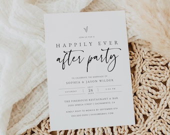 Happily Ever After Party Invitation, Happily Ever After Wedding Reception Party Invitation Template, Reception Invitation, Templett, #016