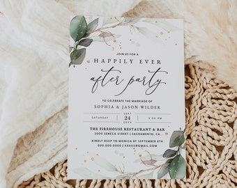 Happily Ever After Party Wedding Reception Invitation, Happily Ever After Party Invitation Template, Wedding Reception Invite Templett, #016