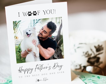 Biglietto per la festa del papà con cane, modello di biglietto per la festa del papà con cane, biglietto per la festa del papà del cane, download della carta per il miglior papà di sempre, Templett, #FD