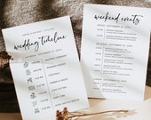 Wedding Weekend Timeline Template, Wedding Day Timeline Template, Wedding Welcome Weekend Itinerary, Printable Icon Timeline, Templett, #016