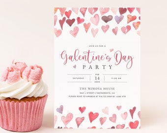Galentine's Day Party Invitation Template, Friends Valentine's Day Party, Printable Galentine's Day Party Invite Download, Templett, #V21