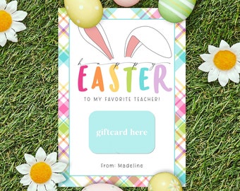 Easter Teacher Gift Card Holder, Printable Easter Gift Card Holder Template, Editable Happy Easter Teacher Gift, Templett, #EAS