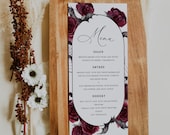 Gothic Wedding Menu Cards, Halloween Wedding Menu Template, Printable Wedding Menu, Editable Wedding Menu Card Download, Templett, #006