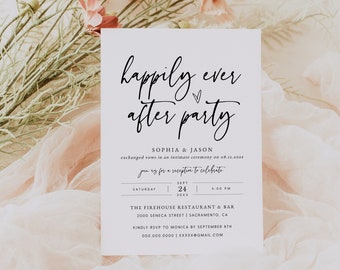 Happily Ever After Party Invitation, Happily Ever After Reception Party Invitation Template, Wedding Reception Invite, Templett, #016