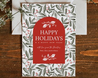 Christmas Card Template, Happy Holidays Christmas Photo Card, Minimalist Christmas Photo Card, Printable Christmas Photo Card, Templett