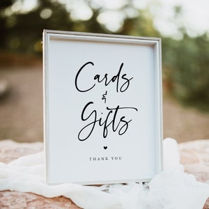 Wedding Gifts Table Sign (5x7" & 8x10"), Minimalist Cards and Gifts Sign Template, Printable Gifts Table Sign, Editable, Templett, #016