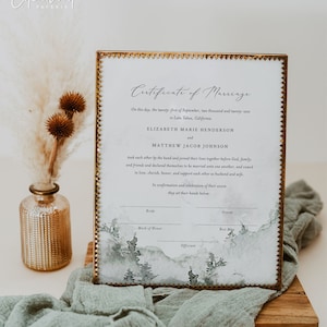 Berghochzeit Heiratsurkunde Andenken, Dekorative Heiratsurkunde, druckbare Heiratsurkunde Download, Templett, #022