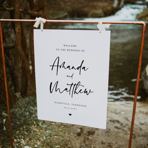 Modern Wedding Welcome Sign Template, Minimalist Welcome Wedding Sign, Printable Wedding Welcome Sign, Editable Wedding Sign, Templett, #016