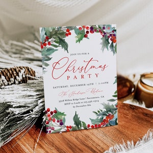 Christmas Invitation, Jingle and Mingle Christmas Party Invitation, Holiday Cocktail Party Invitation, Printable Christmas Invite, Templett