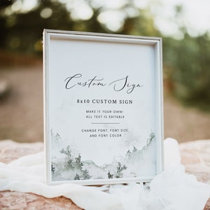 Mountain Wedding Sign Template Bundle, Custom Wedding Signs, Simple Wedding Reception Sign Template, Printable Wedding Signs, Templett, #022