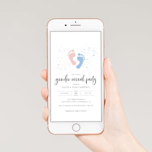Gender Reveal Evite Template, Digital Gender Reveal Party Invite, iPhone Gender Reveal Invitation Download, Instant Download, Templett, #GR1