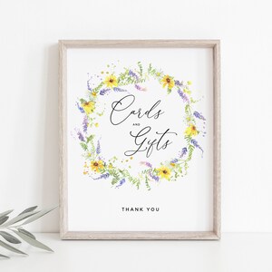 Wildflower Wedding Gifts Table Sign (5x7" & 8x10"), Wedding Cards and Gifts Sign, Printable Wedding Gifts Sign Download, Templett, #014