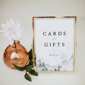 Mountain Wedding Gifts and Cards Table Sign (5x7" & 8x10"), Rustic Cards and Gifts Sign Template, Printable Gifts Table Sign, Templett, #022