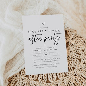 Happily Ever After Party Invitation, Happily Ever After Wedding Reception Party Invitation Template, Reception Invitation, Templett, #016