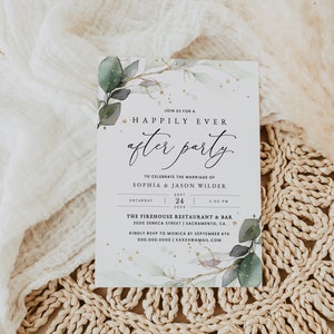Happily Ever After Party Wedding Reception Invitation, Happily Ever After Party Invitation Template, Wedding Reception Invite Templett, #016