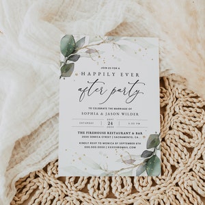 Happily Ever After Party Wedding Reception Invitation, Happily Ever After Party Invitation Template, Wedding Reception Invite Templett, 016 image 1