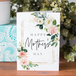 Plantilla de tarjeta floral del Día de la Madre, Tarjeta imprimible del Día de la Madre, Tarjeta DIY del Día de la Madre para niños, Día de la Madre de último minuto, Templett, #MD