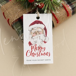 Printable Secret Santa Gift Tag, Holiday Gift Exchange Party Gift Tag Template, Secret Santa Christmas Gift Tag Download, Templett