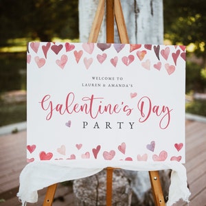 Galentine's Day Party Willkommensschild Vorlage, Freunde Valentinstag Party Willkommensschild, druckbares Galentine's Day Schild, Templett, #V21