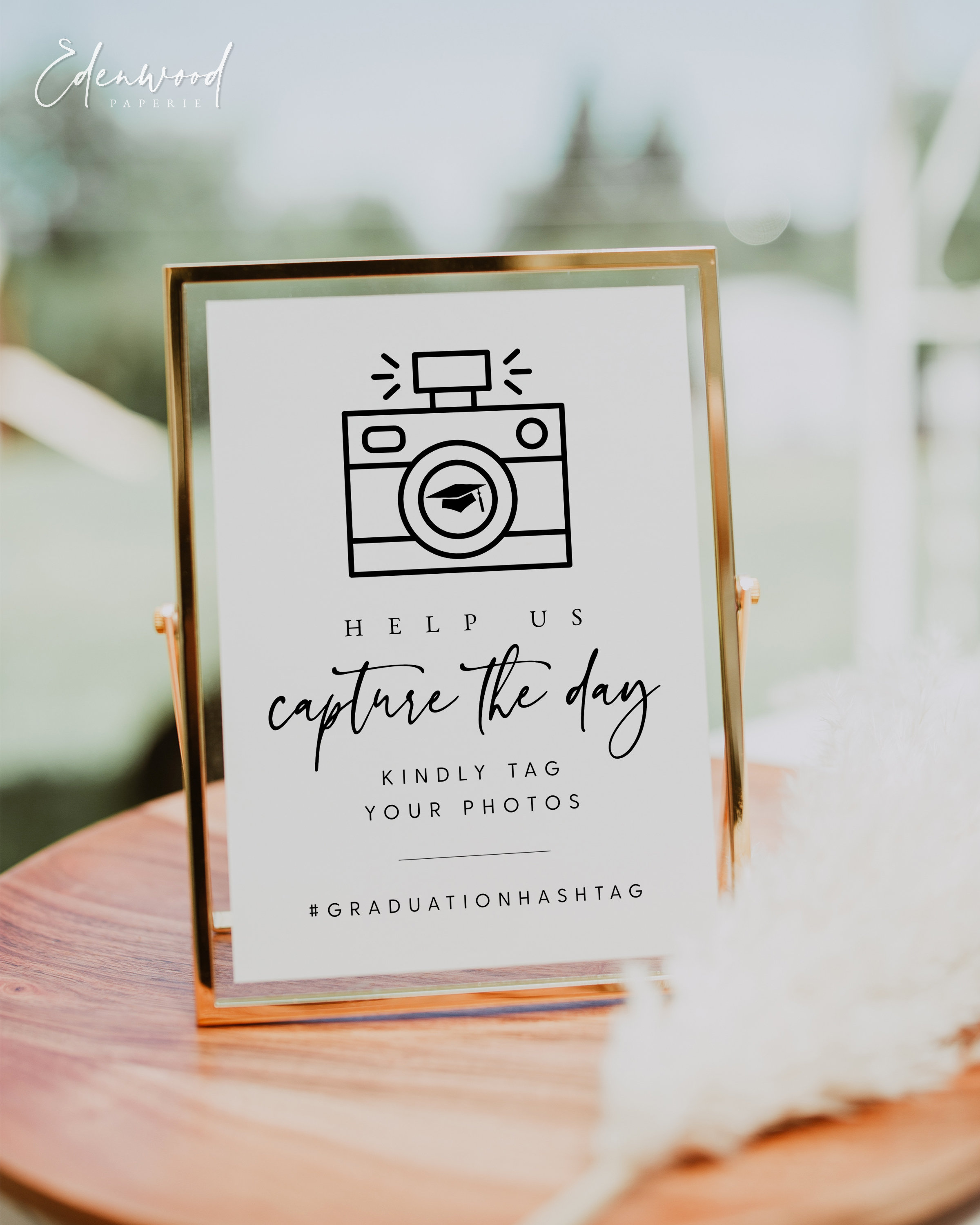 Graduation Hashtag Photo Sign, Printable Graduation Photo Guestbook Sign, Graduation Table Sign, Editable Graduation Sign, Templett, #GRD