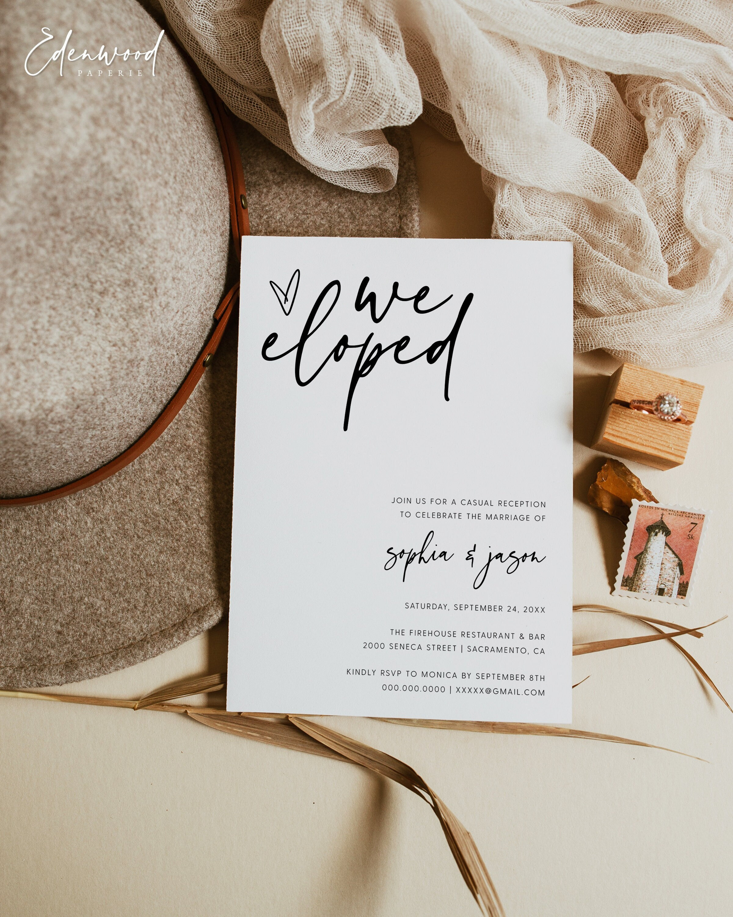 Photo Elopement Reception Invitation, Happily Ever After Party Invitation  Template, Minimalist Wedding Reception Invitation, Templett, #016 - Etsy, image size:2400x3000