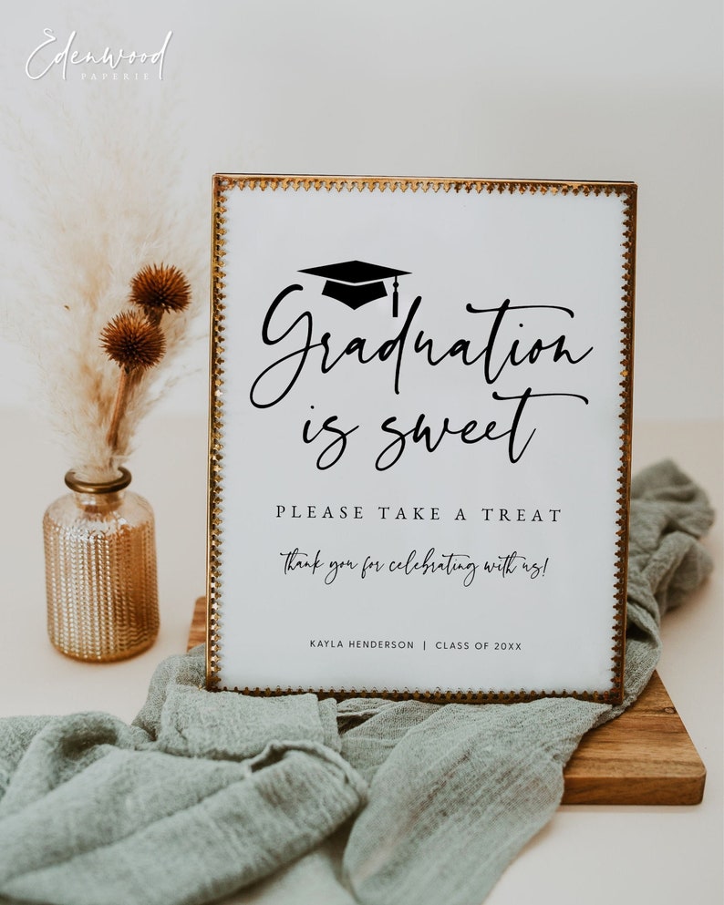 Graduation Dessert Table Sign, Printable Graduation Treat Table Sign, Editable Graduation Candy Bar Sign, Graduation Sign, Templett, GRD image 1