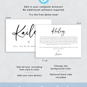 Bridesmaid Proposal Template, Printable Bridesmaid Proposal Card, Will ...