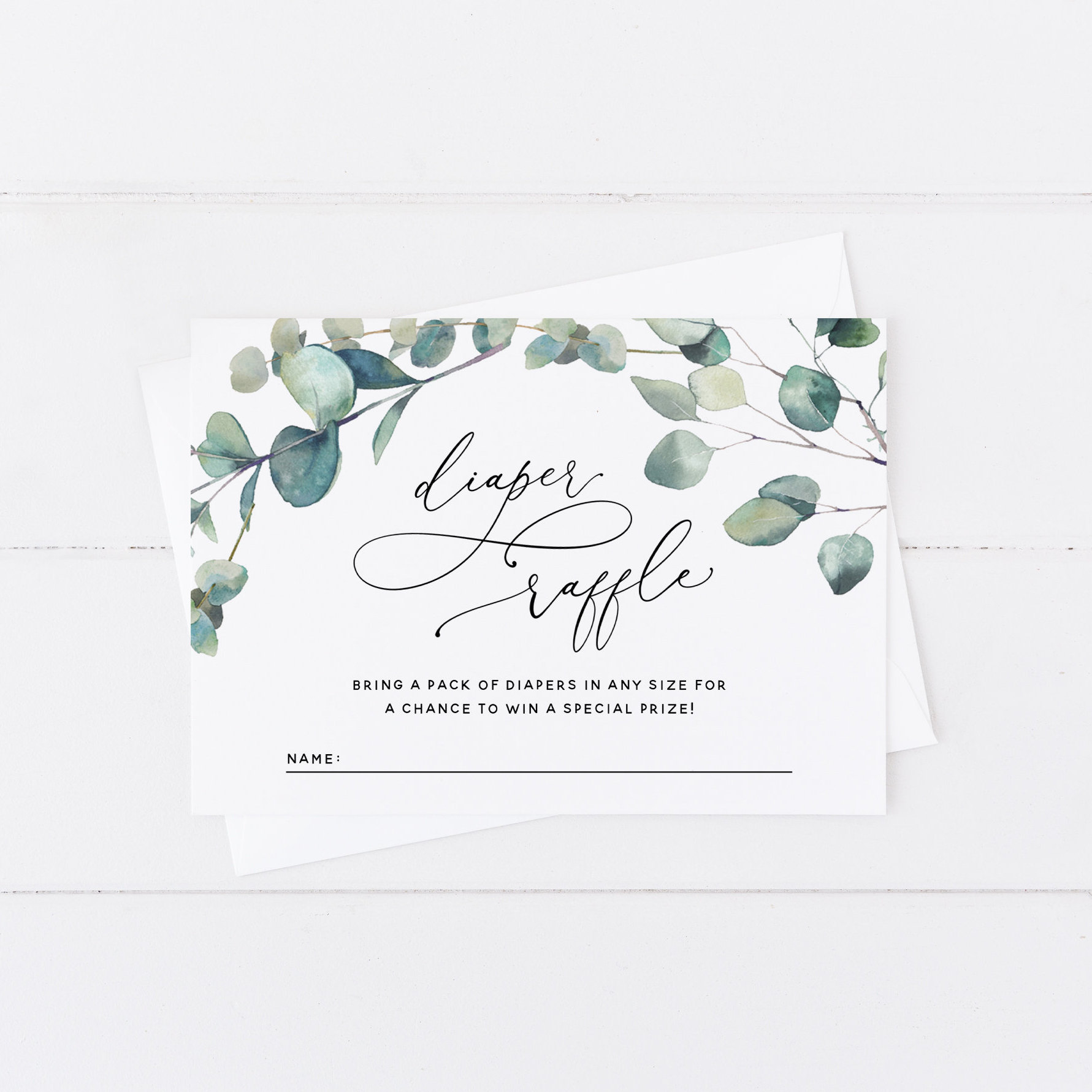 Boho Greenery Diaper Raffle Ticket Diaper Raffle Sign, Printable Diaper ...