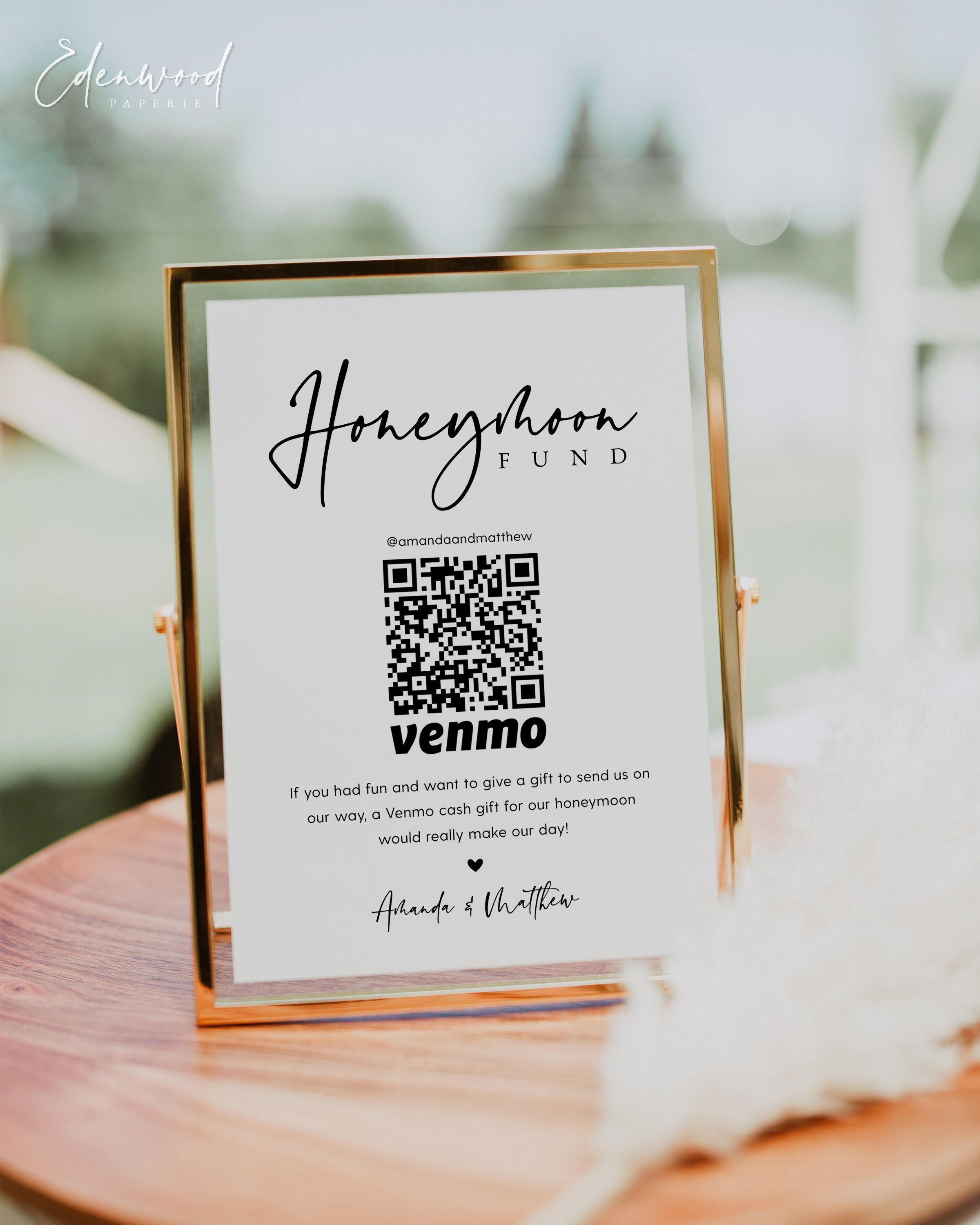 Honeymoon Fund Sign QR Code Wedding Honeymoon Fund Sign Etsy
