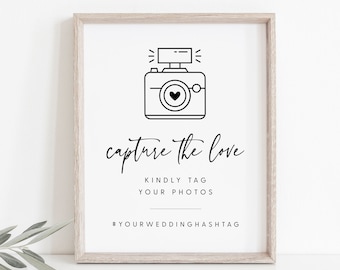 Segno di hashtag di matrimonio stampabile, modello di segno di hashtag di matrimonio di Instagram, segno di cabina fotografica di matrimonio, segno di matrimonio modificabile, Templett, #016