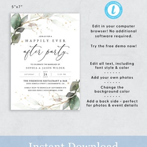 Happily Ever After Party Wedding Reception Invitation, Happily Ever After Party Invitation Template, Wedding Reception Invite Templett, 016 image 3