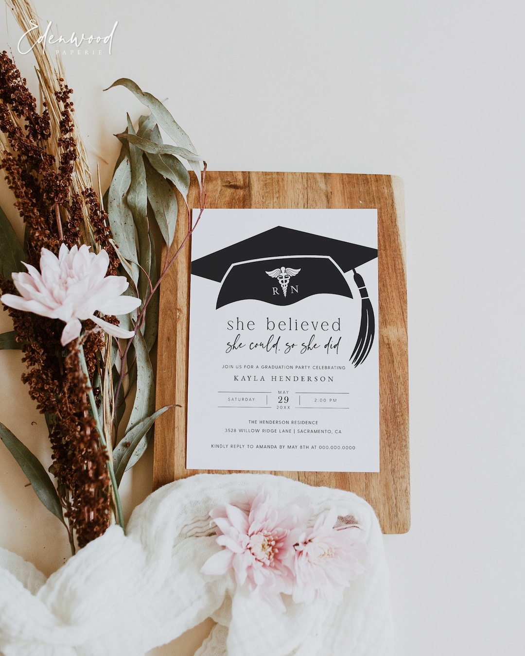 Nursing School Graduation Party Invitation, Printable Graduation Party ...