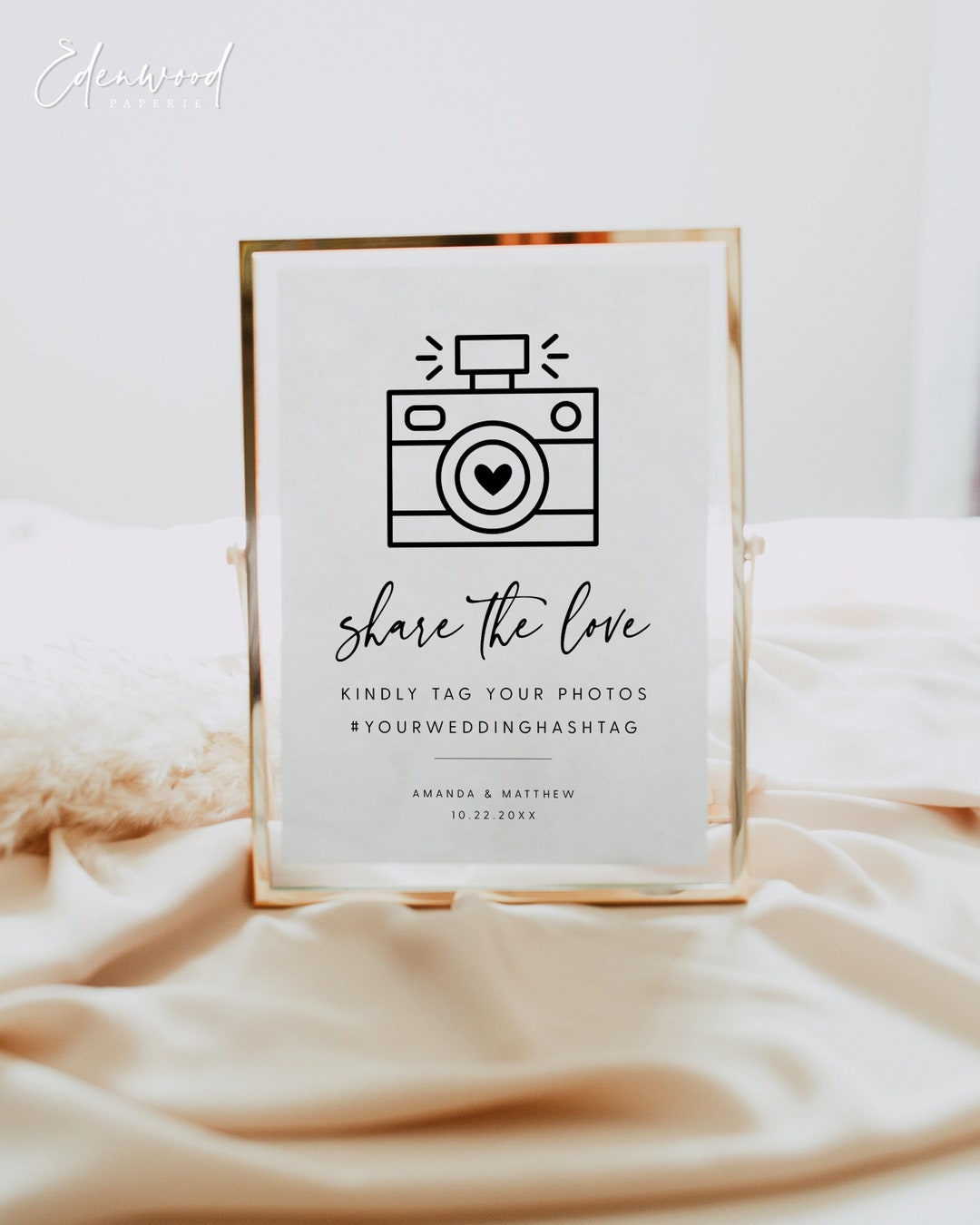 Wedding Hashtag Sign, Instagram Wedding Hashtag Sign Template ...