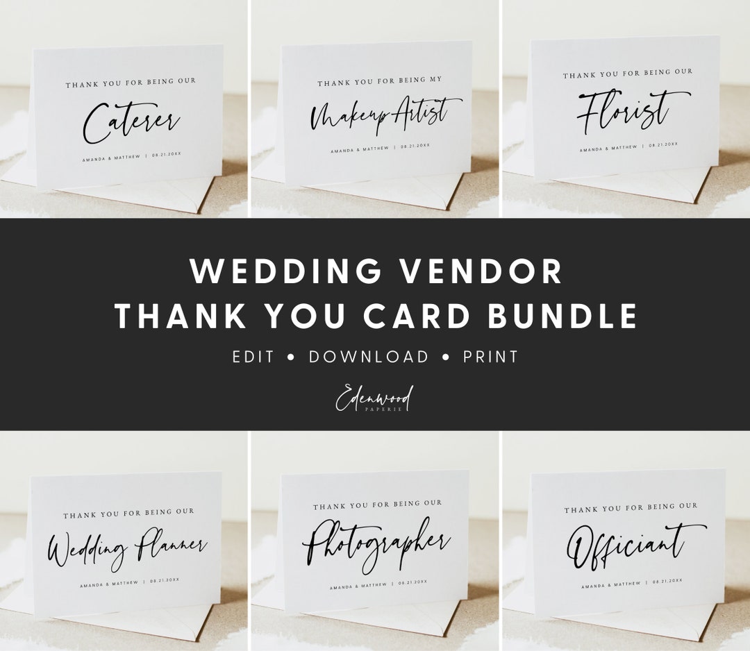 Wedding Vendor Thank You Cards, Wedding Photographer Thank You Card