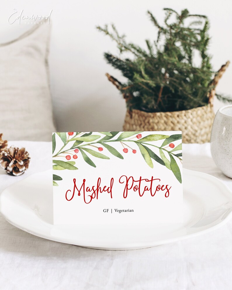 Printable Christmas Buffet Cards Holiday Food Label Cards - Etsy