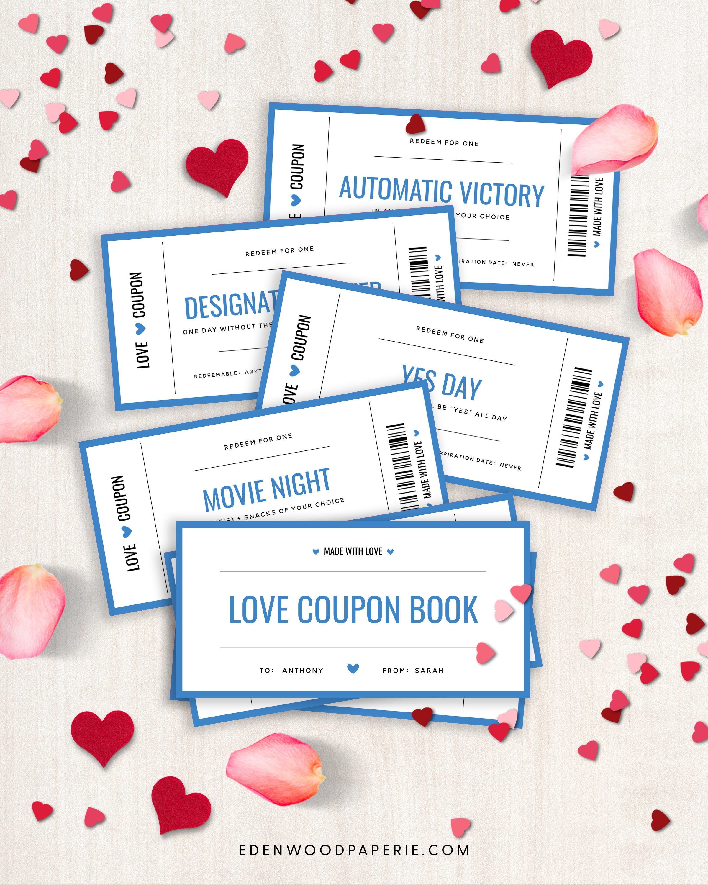 Editable Valentine Coupon Book for Him Printable Valentine Etsy