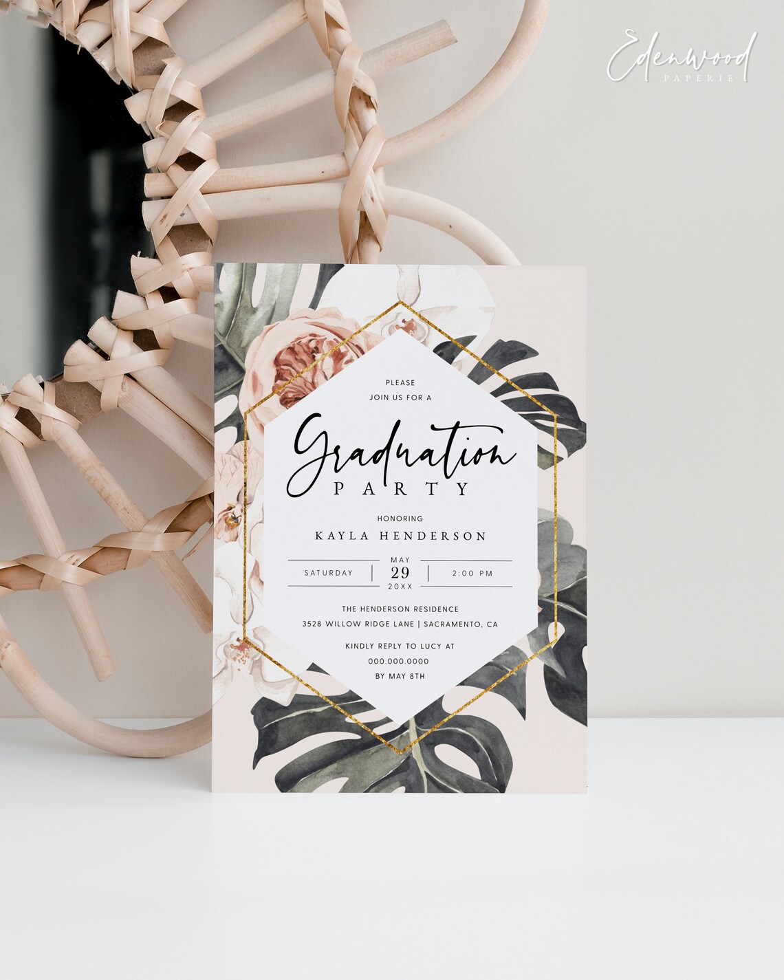 Boho Graduation Party Invitation Template Printable Etsy