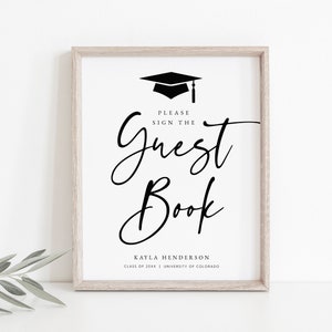 Graduation Guestbook Sign, Printable Graduation Guestbook Sign, Sign the Guestbook Table Sign, Editable Graduation Sign, Templett, #GRD