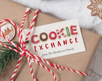 Christmas Cookie Exchange Tag Printable, Baked with Love Cookie Tag, Cookie Party Favor Tag, Editable Christmas Gift Tag Download, Templett